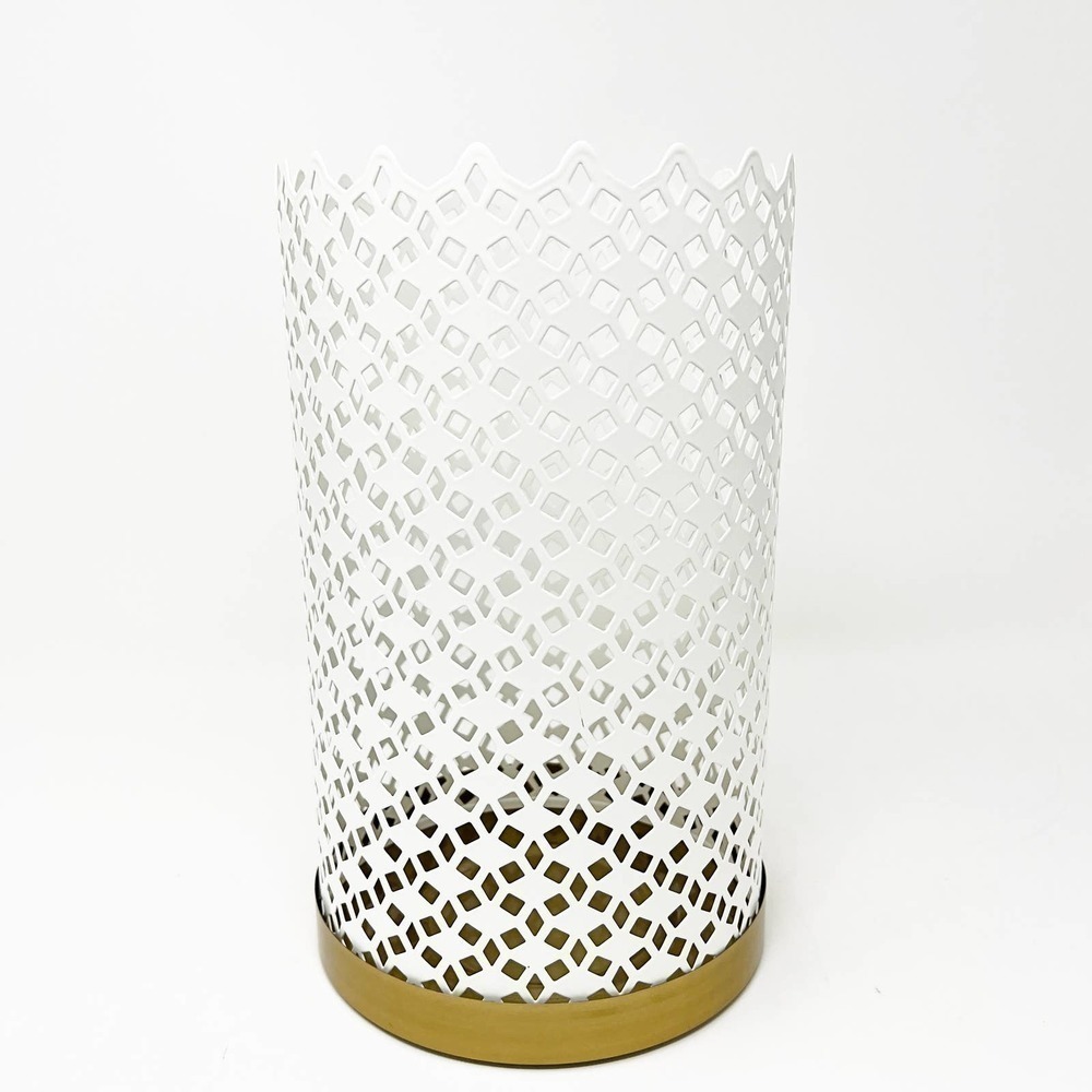 IKEA GOKVALLA Block Candle Holder, White/Brass 10 "